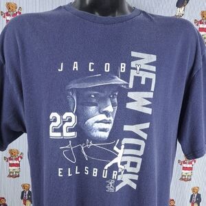 New York Yankees Jacoby Ellsbury player graphic blue & white MLB 2 XL t-shirt